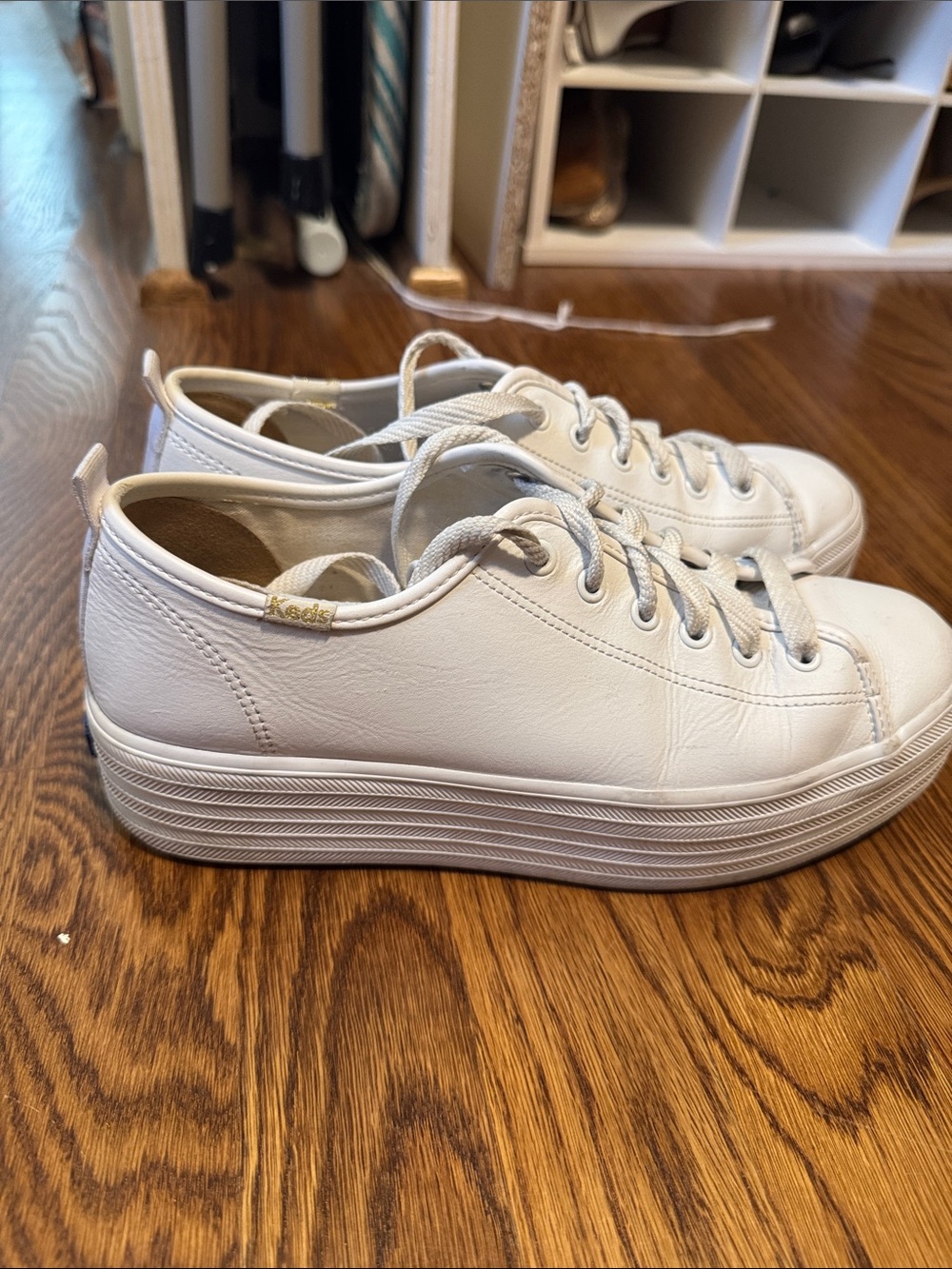 Keds White Leather Platform Sneakers